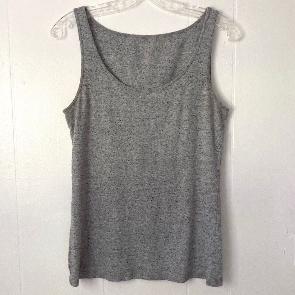Gray Speckle LOFT Cotton Scoop Neck Tank Top